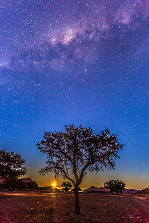 Setting Moon and the Milky Way, Namtib Desert Lodge