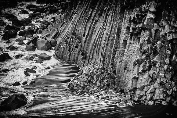 Feathery Surf and Columnar Basalt Cliff