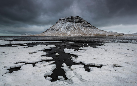 Kirjufell with Ice Patterns