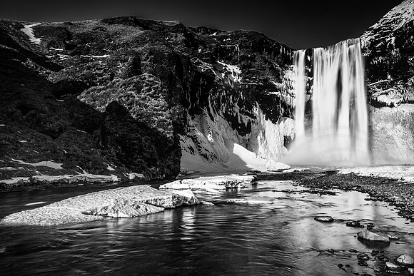 Skagarfoss In the Sunshine B&W