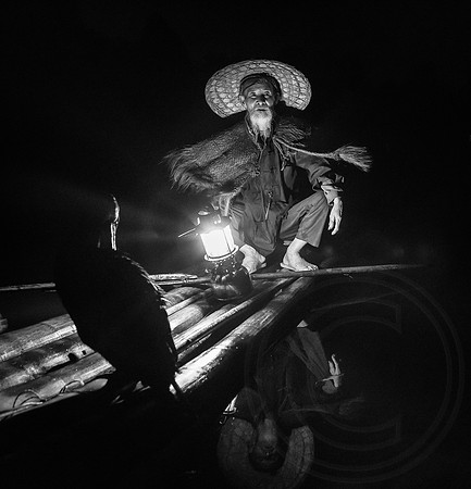 Cormorant Fisherman 1 B&W
